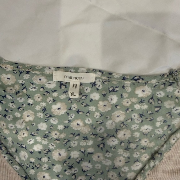 Maurices Beige Top with Floral Sleeves - Picture 2 of 3